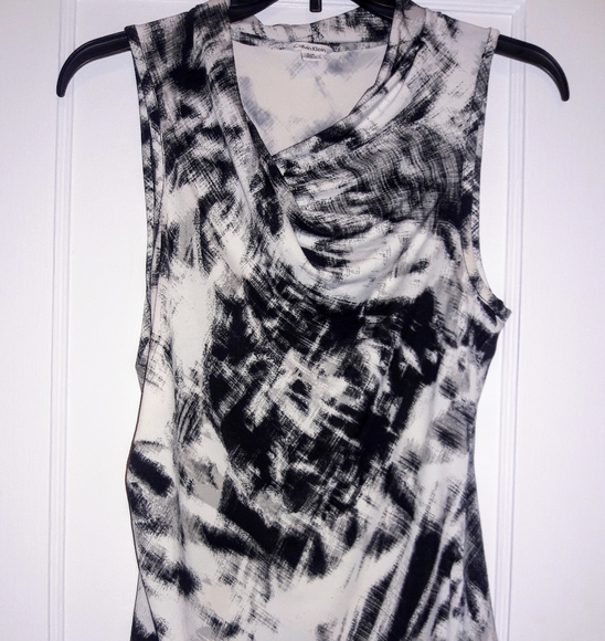 SLEEVELESS TOP BLACK AND WHITE CALVIN KLEIN SIZE S - Picture 1 of 4